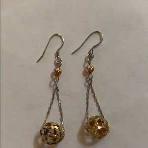 Tri-color Sterling silver dangling earrings